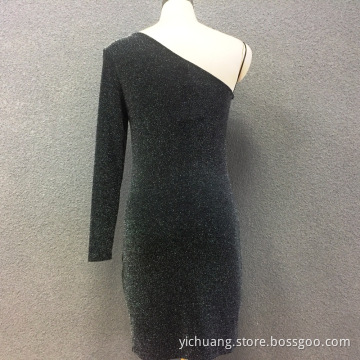 Women's polyester elastic knitted tight long dress